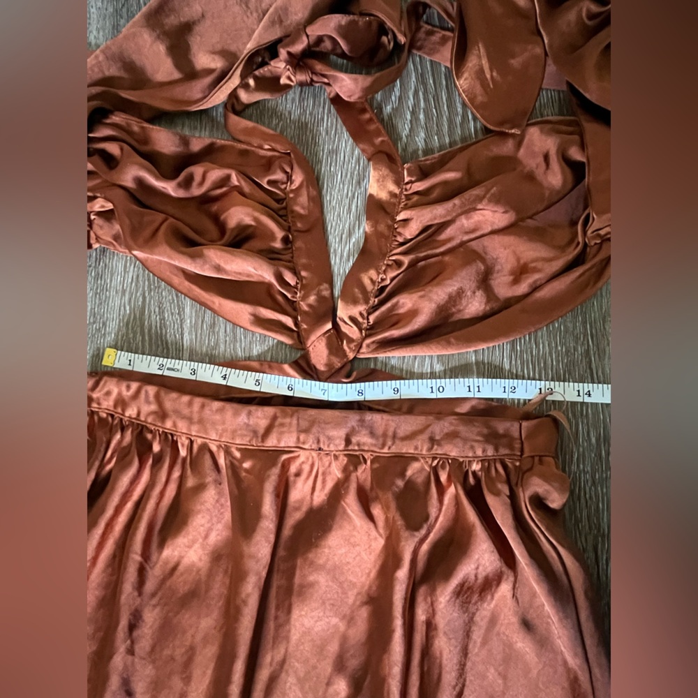 Line & Dot Rust/Copper Halter Dress - Picture 6 of 10
